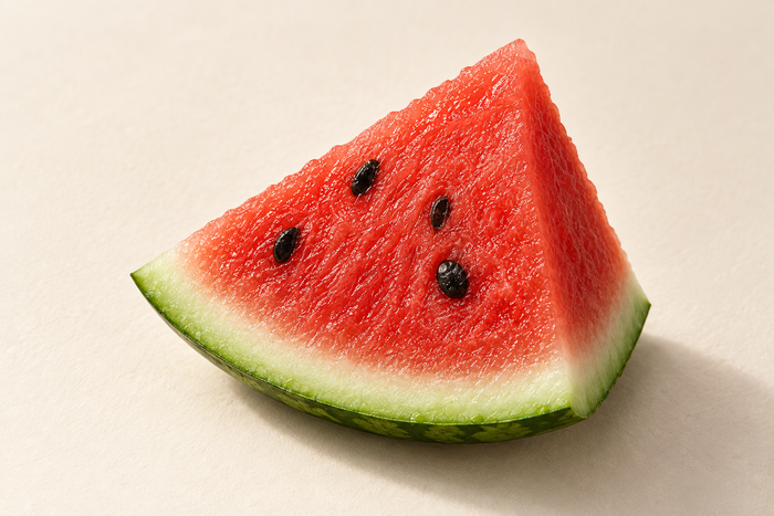 A watermelon wedge on ivory, illustrating L-Citrulline.