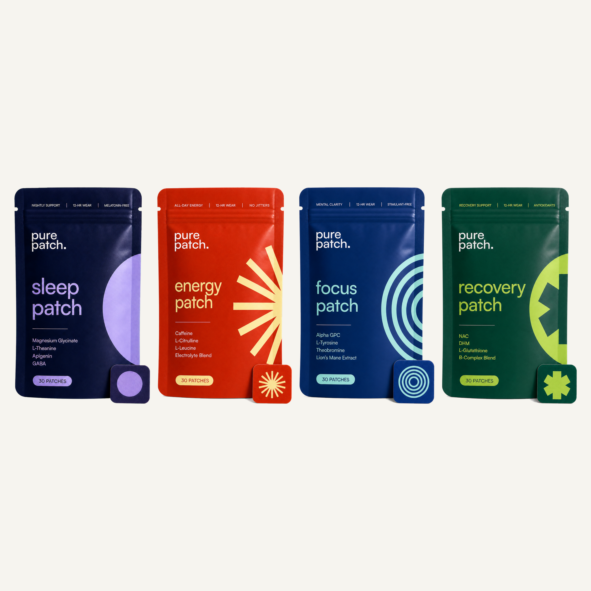 Pure Patch Complete Patch Collection with Sleep, Energy, Focus, and Recovery Patch pouches