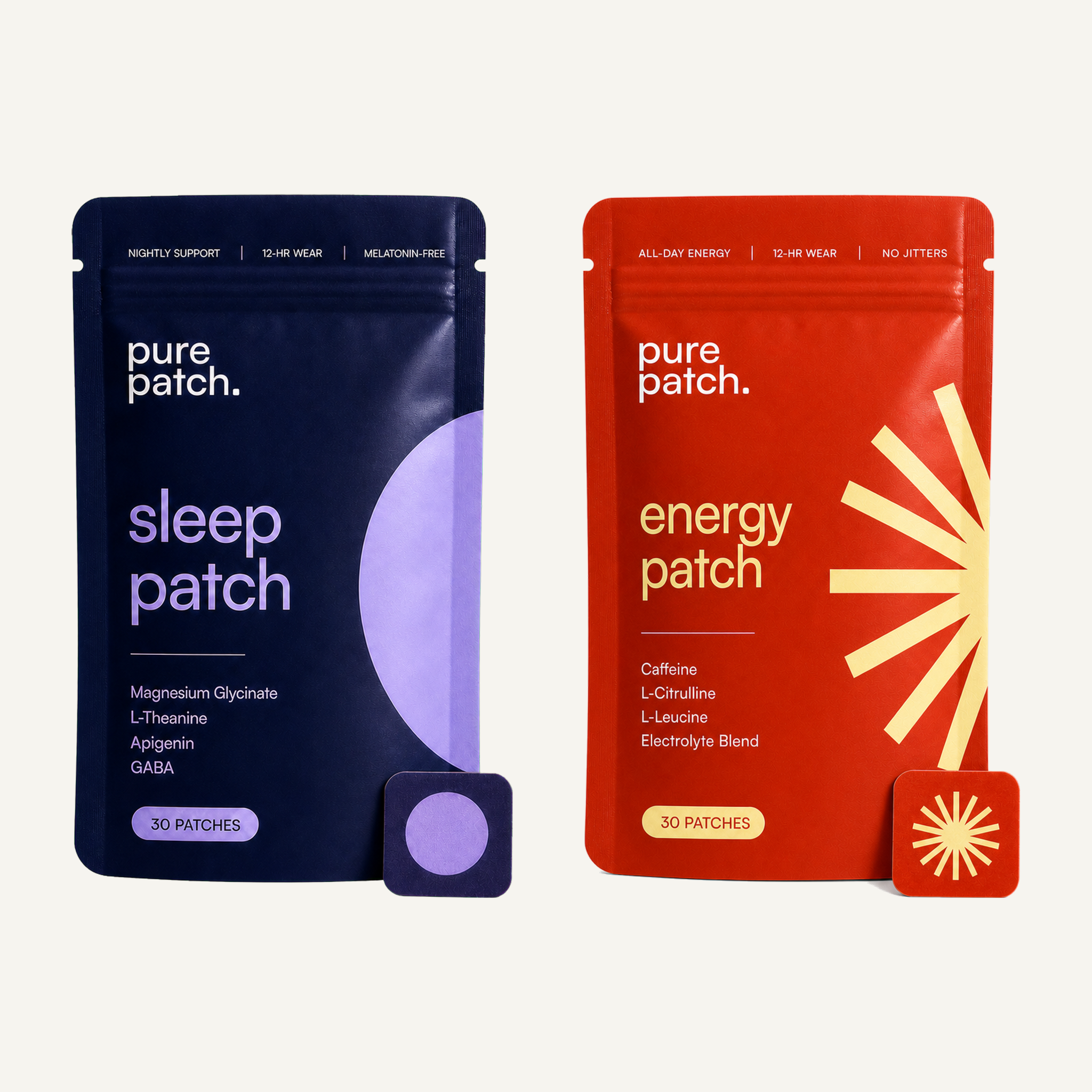 Pure Patch Day + Night Duo with Sleep Patch and Energy Patch pouches