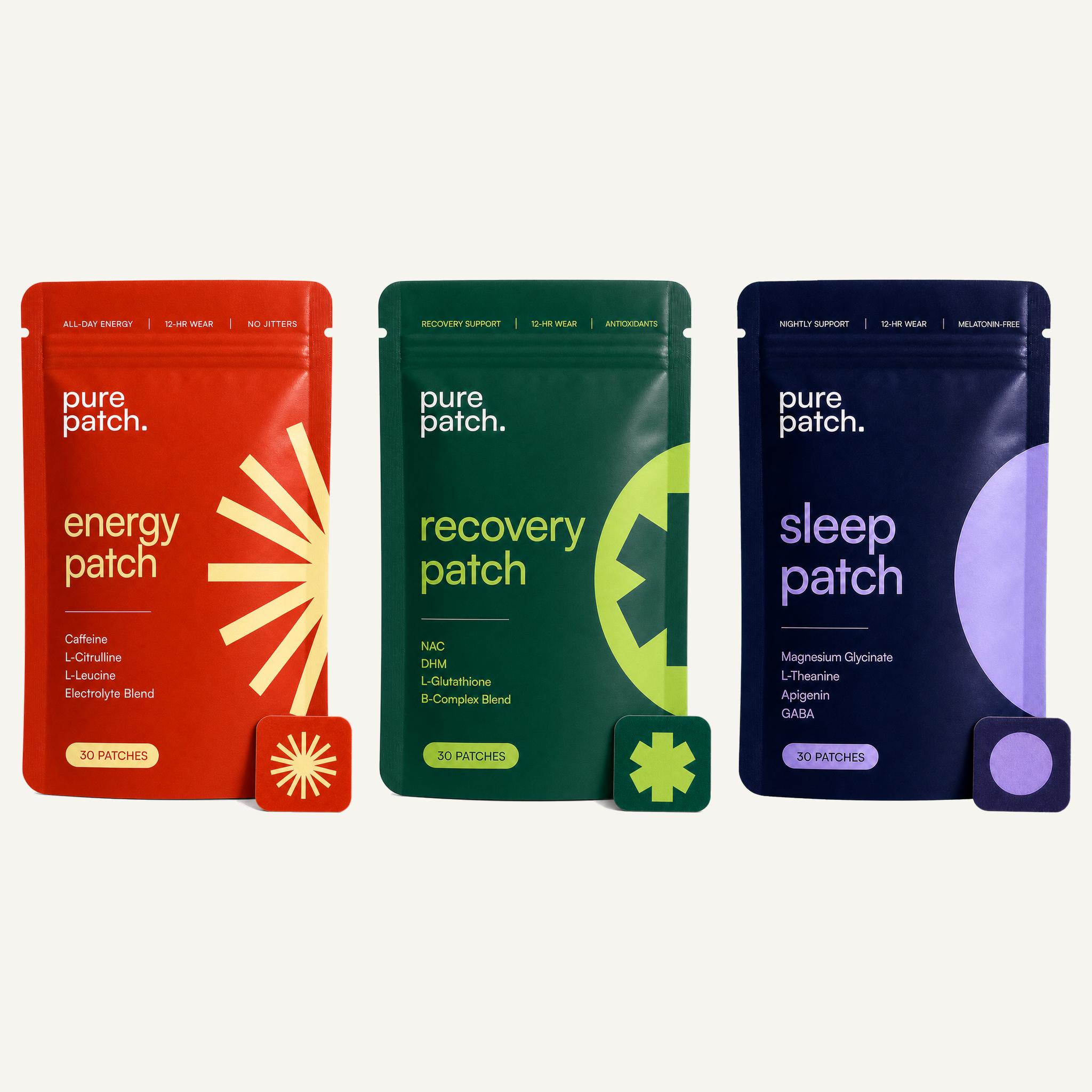 Pure Patch Daily Reset Trio with Energy, Recovery, and Sleep Patch pouches
