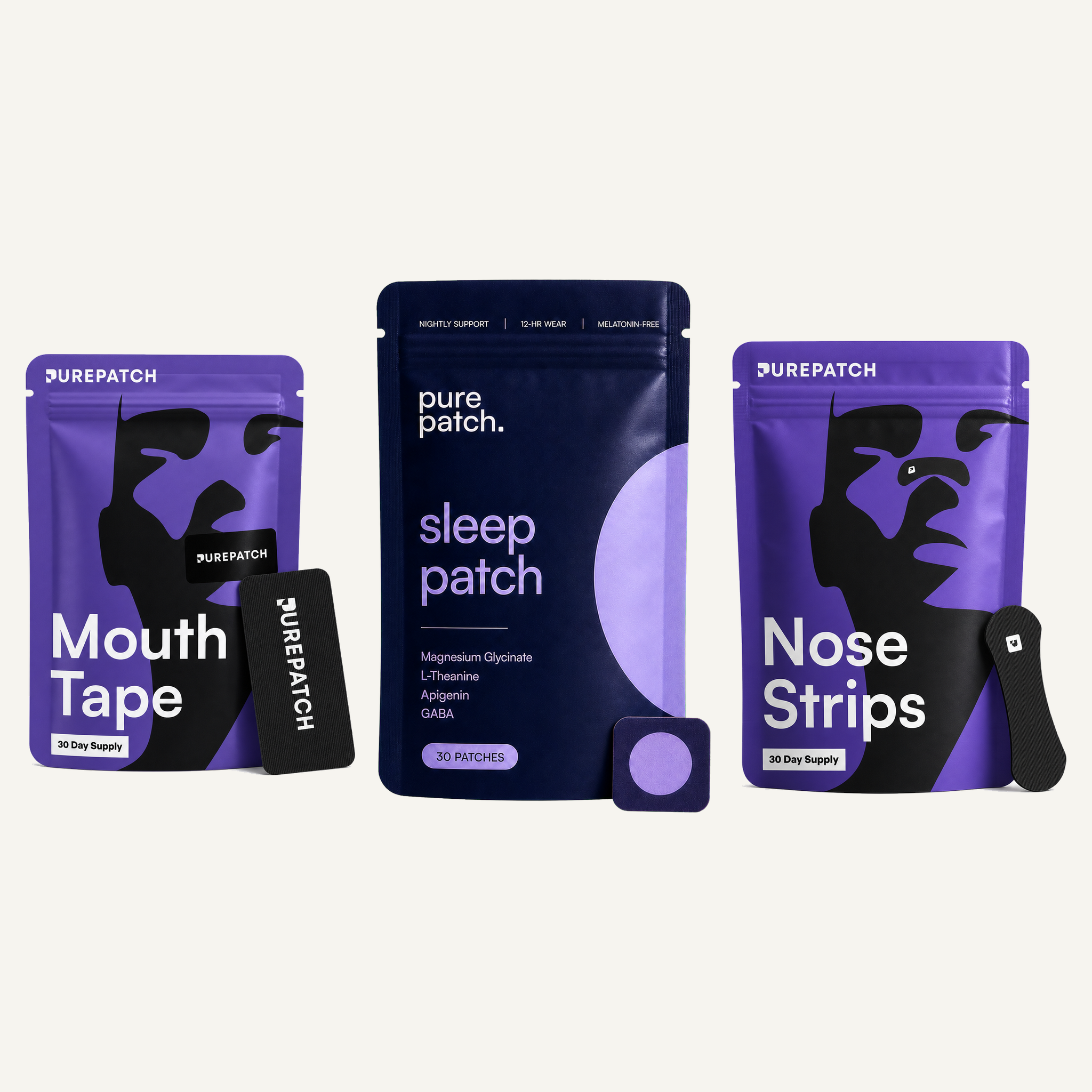 Pure Patch Complete Sleep System with Sleep Patch, Mouth Tape, and Nose Strips