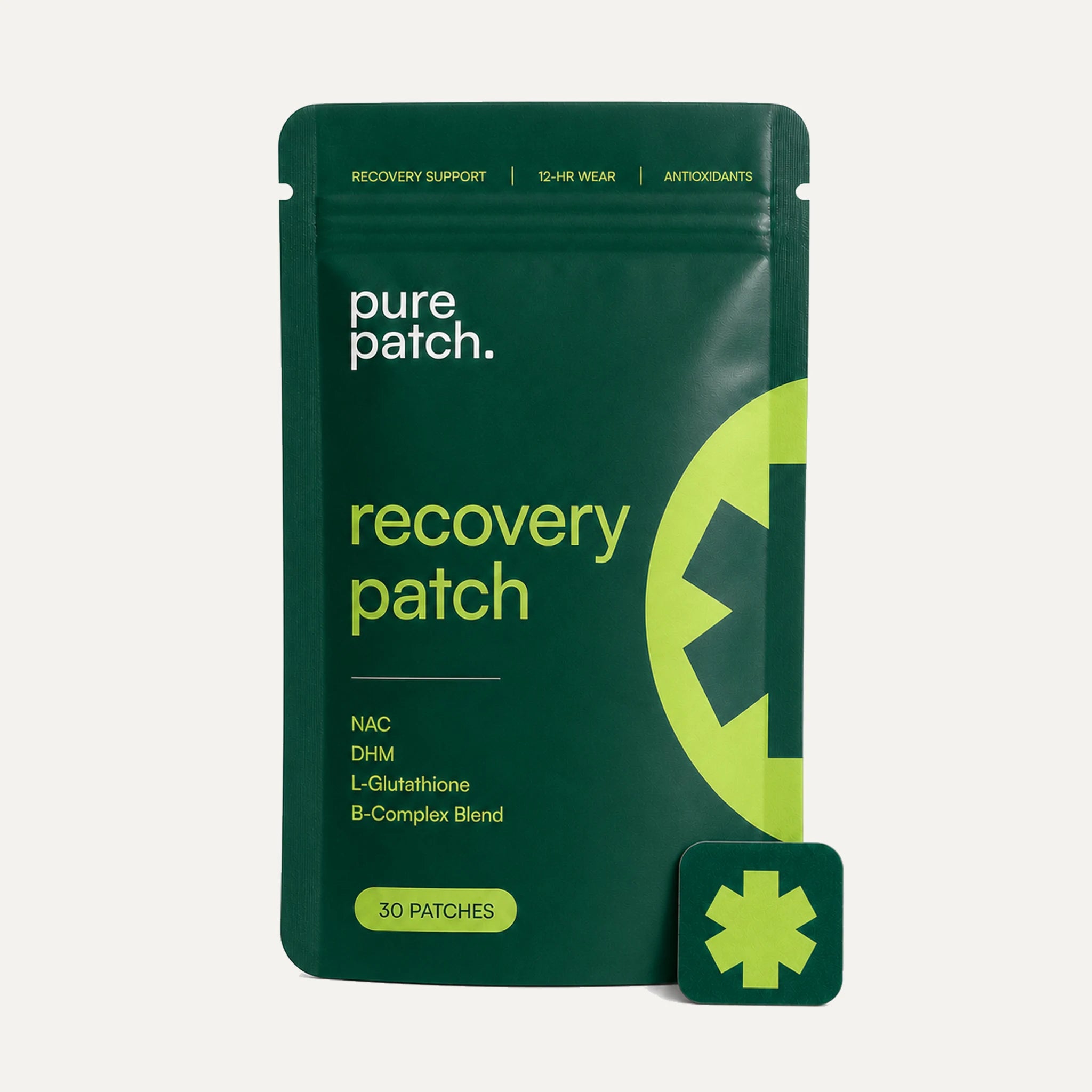 Pure Patch Recovery Patch 30-patch pouch and a wearable Recovery Patch.